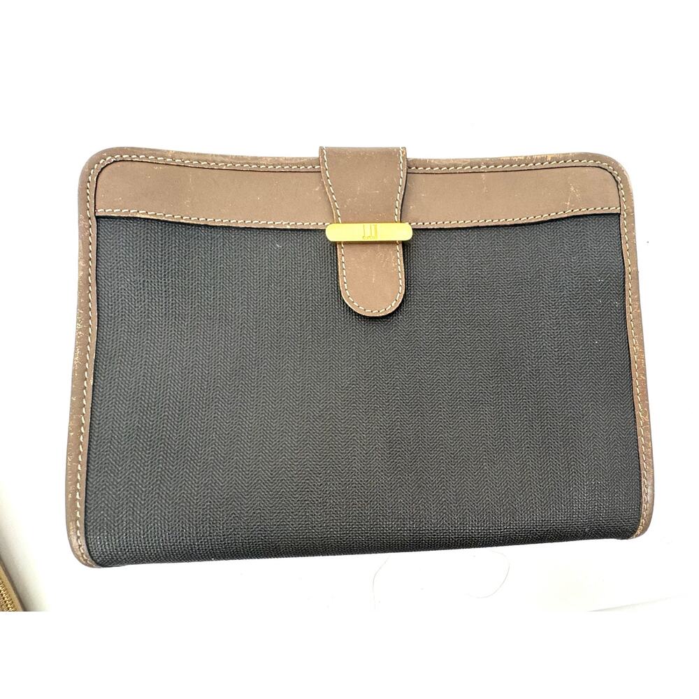 Alfred Dunhill Black & Brown PVC & Leather Clutch / Toiletry Pouch